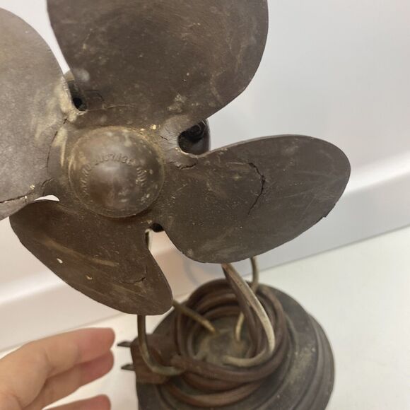 Antique Heinze Electric Co 115V Desk Fan Rubber Blade Sold As It    9” Tall - Picture 4 of 14